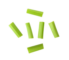 Cut celery sticks isolated on  transparent png