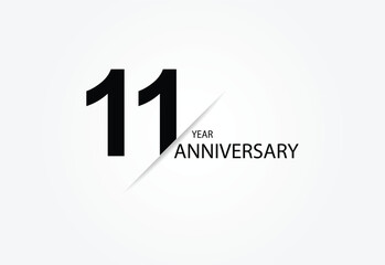 Obraz premium 11 years anniversary logo template isolated on white, black and white background. 11th anniversary logo.