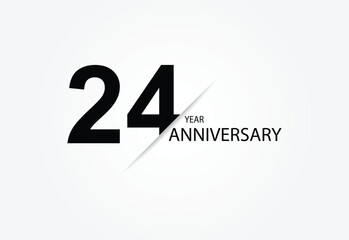 24 years anniversary logo template isolated on white, black and white background. 24th anniversary logo.