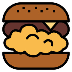 chicken burger filled outline icon style