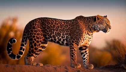 Jaguar side view, golden hour