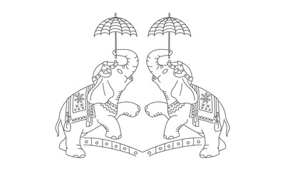 Elephant line art   with umbrella
