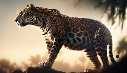 Jaguar side view, golden hour