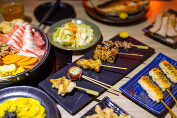 Japanese restaurant with lots of different grilled Skewer