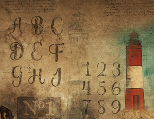 Old lighthouse on the script  wall