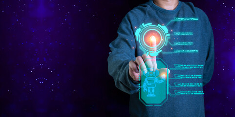 Man are working and bringing AI to help them work on computers.