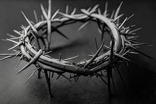Crown of Thorns resembling Jesus' Crucifixion. Photo generative AI
