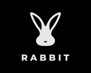 Rabbit Bunny Hare Ears Easter Head Face Silhouette Flat Simple Minimalist Modern Vector Logo Design