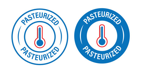 pasteurized vector icon set, blue in color - obrazy, fototapety, plakaty