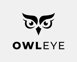 Owl Wisdom Eye Sight Look Vision Watching Head Face Beak Nocturnal Bird Simple Vector Logo Design