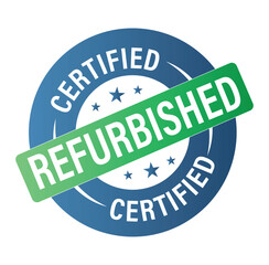 certified refurbished vector icon set. blue and green in color