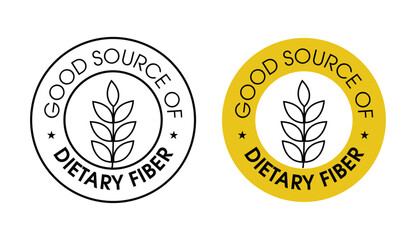 good source of dietary fiber vector icon set , black and yellow in color