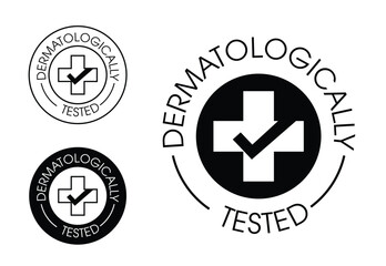 Dermatologically tested vector badge template. black in color