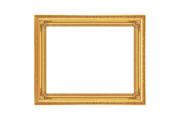 The antique gold frame isolated on the white background ,clipping path included for design