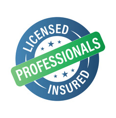 licensed insured professional vector icon, blue and green in color