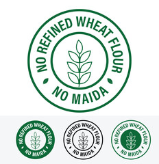 no refined wheat flour, no maida vector icon set, green in color
