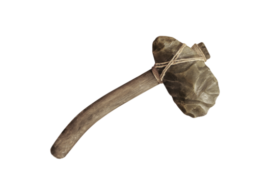 Ancient Stone axe isolated on white