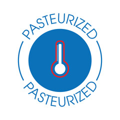 pasteurized vector stamp, blue in color pasteurization abstract