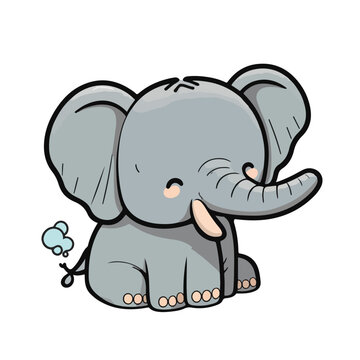 cute elephant cartoon style