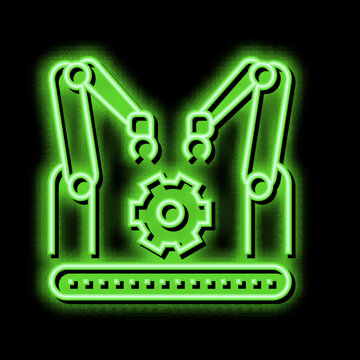 factory conveyor car neon glow icon illustration