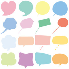 手描き風シンプル吹き出し主線なしカラー16点セット