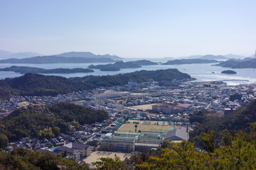 日本の岡山県玉野市の天狗山の美しい風景