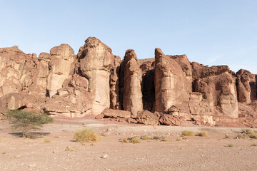 Famous  Pillars of King Solomon in the national park Timna, near the city of Eilat, in southern Israel