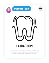 Tooth extraction thin line icon. Dental surgery. Dentistry. Vector illustration.