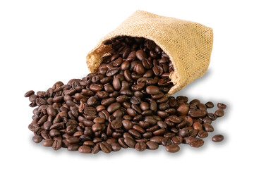 Coffee beans isolated on white background Clipping Path.