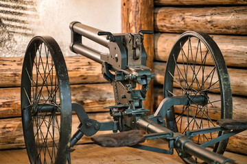 old cannon in the city armored antique security vehicle warrior world shooting offensive arm crime...