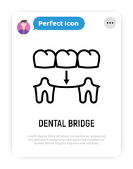 Dental bridge thin line icon. Dentistry, prosthesis. Tooth restoration. Vector illustration.