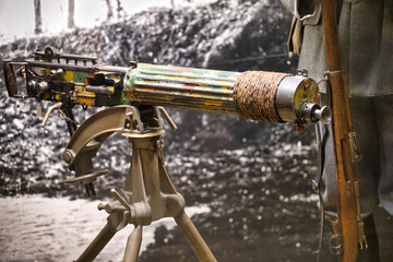 death destruction machinery metallic vintage magazine warrior aim automated defend precision...