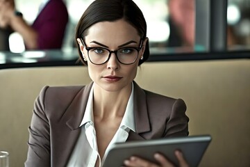 Unrecognizable businessman with illuminated light bulb, working on laptop at office, cropped, concept for idea, innovation and inspiration in business, business opportunities, AI generated