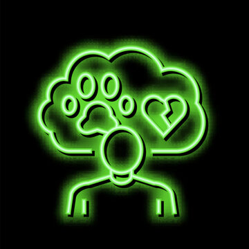 Childhood Trauma Pet Funeral Neon Glow Icon Illustration