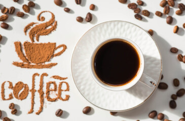 Hot drinks. The inscription 