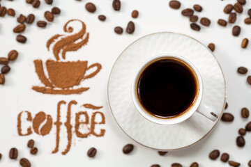 Hot drinks. The inscription 
