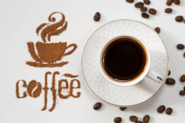 Hot drinks. The inscription 