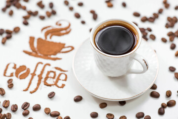 Hot drinks. The inscription 
