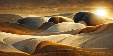 Fototapeta na wymiar Desert dune in sunlight. Digital art.