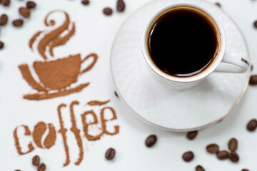 Hot drinks. The inscription 