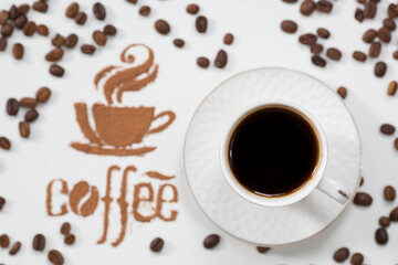 Hot drinks. The inscription 