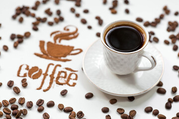 Hot drinks. The inscription 