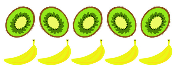 Set di cornici con banane e kiwi
