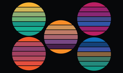 Retro vintage typography set.illustration,vector,sun,sunset, etc print ready template.