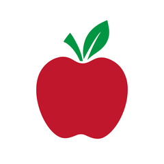 Red Apple With Green Leaf Vector Illustration
