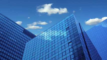 Fototapeta na wymiar Skycraper in the city and blue sky. A modern office building.