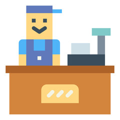 cashchier flat icon style