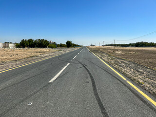 empty highway with trees in farm