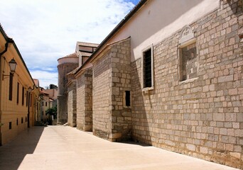 street between the fortress and the church in the old town Krk, island Krk, Croatia