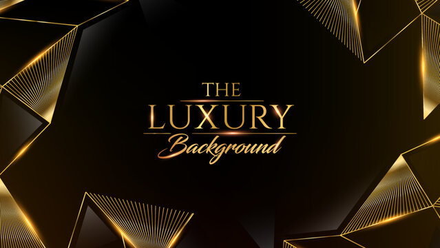 Black Golden Polygonal Edge Triangle Corner. Royal Awards Graphics Background. Glowing Lines Elegant Shine Modern Template. Luxury Premium Corporate Template. Triangle shape Abstract Certificate 